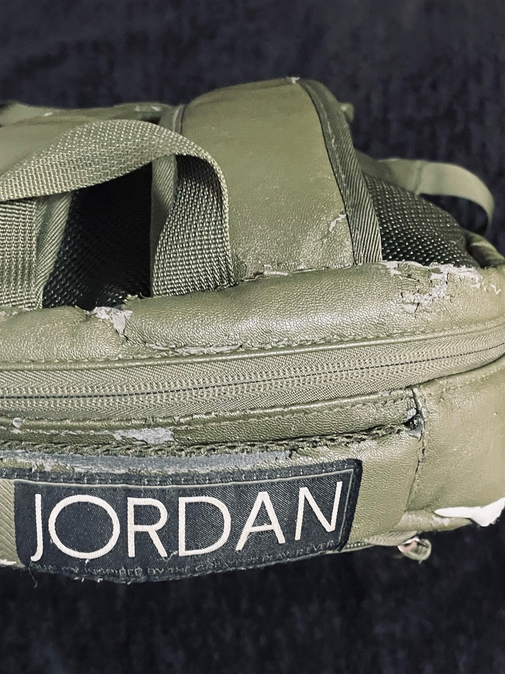 Jordan Olive Green and White Leather Backpack - Picture 4 of 9